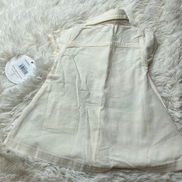 Burt’s Bees Baby Cream Corduroy Pink Flower Front Pocket Dress Size 3-6 Months - Picture 8 of 11